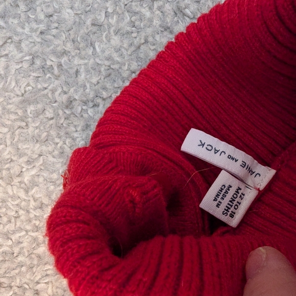 Janie and Jack Red Reindeer Turtleneck Sweater - Picture 4 of 6